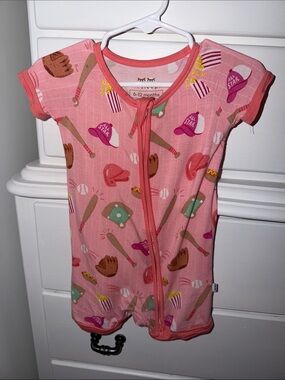 Little Sleepies Pink Baseball-Print Footie Zippy 6-12
